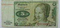 BRD 5 DM 1980 Bundesbanknote Serie B, KN 7 stellig gebraucht 7,50 EUR Differenzbesteuert nach §25a UStG zzgl. 5,90 EUR Versand