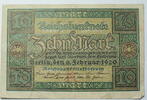 Weimar 10 Mark Rosenberg Nr. 63 b, KN 7 stellig, Serie W, Unterdruck K -