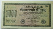 Weimar 1000 Mark Rosenberg Nr. 75 f, WZ: Vielecke, KN grün, FZ: MK -