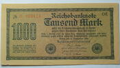 Weimar 1000 Mark Rosenberg Nr. 75 d, WZ: Dornen, KN rot, FZ: OE -