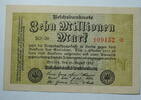 Weimar 10 Millionen Mark Rosenberg Nr. 105 a, WZ: Hakensterne, KN 6 atellig, FZ: SO -