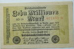 Weimar 10 Millionen Mark Rosenberg Nr. 105 a, WZ: Hakensterne, KN 6 stellig, FZ: SO -