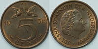 Niederlande 5 Cent 1956 vz-st 1,00 EUR Differenzbesteuert nach §25a UStG zzgl. 5,90 EUR Versand