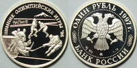 1 Rubel 1997 Russland Olympische Winterspiele 1998 in Nagano (Japan) Eishockey PP gekapselt mit  MDM Zertifikat