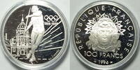 100 Francs 1994 Frankreich Olympische Spiele  Atlanta 1996  Speerwerfen PP gekapselt mit  MDM Zertifikat