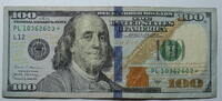 100 $ 2017 A    Star USA Ersatz / Sternennote Serie 2017, Buchstabe PL aus dem Umlauf