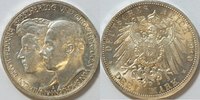 Kaiserreich Sachsen Weimar Eisenach 3 Mark mit Gemalin Feodora von Sachsen Meiningen zur 2. Hochzeit mit Stempel WILHEIM