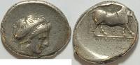 Italien AR Stater Kopf der Wassernyphe rechts, Rs. Stier