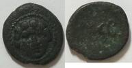 Pamphylien AE 15 mm Frontale Eorgoneionkopf im Perlkreis Rs. Mercurstab
