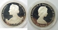 Guernsey 1 Crown Silber 80. Geburtstag Queen Mother