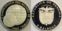 Pannama 5 Balboas Fußball WM 1982 -