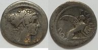 Römische Republik AR Denar T. Carisius Sphinx