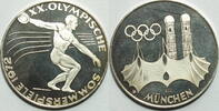Deutschland Silbermedallie Olympiade München 1972 Diskuswerfer, Silber 16 Gramm -