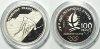 100 Francs 1992 Frankreich Olympische Albertville 1992 Abfahrtslauf PP gekapselt mit  MDM Zertifikat