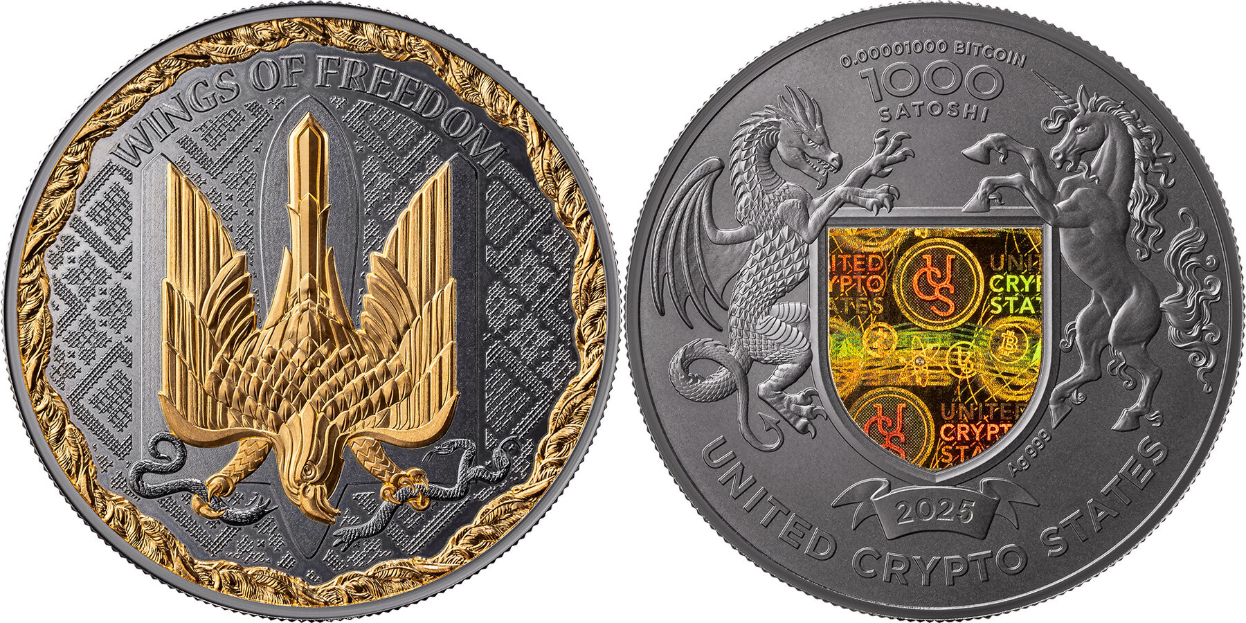 The Wings of Freedom United Crypto States 1 oz Proof Silver Coin 1000  Satoshi 2025 United Crypto States PP | MA-Shops