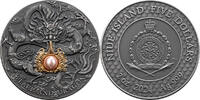 5 dollars Pink Pearl and Dragon Divine Pearls 2 oz Antique finish Silver Coin 5$ Niue 2024
