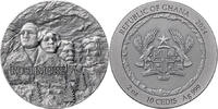 Rushmore Rock - cut Monuments 2 oz Antique finish Silver Coin 10 cedis Republic of Ghana 2024