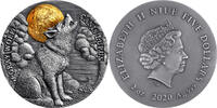 Niue 5 Dollars Gray Wolf Wildlife in the Moonlight 2 oz Antique finish Silver Coin 5$ Niue 2020