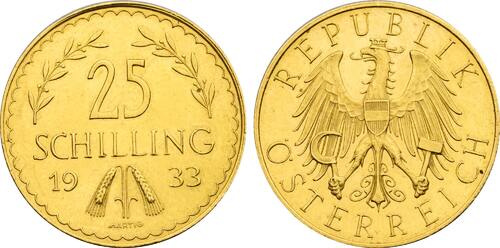 Austria 25 Schilling 1933 Republic AU/UNC