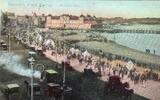 Uruguay Montevideo Rambla vintage, postcard with Uruguay State of Liberty stamp -
