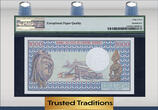 Welt Banknoten 1000 FRANCS TT PK 3s 1978-84 GABON  "O. BONGO" SPECIMEN PMG 67 EPQ SUPERB POP 5! "SPECIMEN" SUPERB st GRADED BY PMG WITH A POPULATION OF FIVE, AND THIS NOTE BEING THE FINEST KNOWN AND NONE GRADED FINER ACCORDI