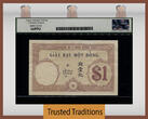 Welt Banknoten 1 PIASTRE 1921-26 TT PK 48a ND FRENCH INDO-CHINA  LCG 66 PPQ GEM FINEST KNOWN SCARCE EXAMPLE WITH ONLY THIS ONE GRADED AT 66 LEVEL AND NONE FINER!