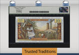 Welt Banknoten 10 FRANCS 1964 TT PK 8a FRENCH ANTILLES  STUNNING LCG 67 PPQ SUPERB TIED AS BEST! STUNNING BANKNOTE WITH A PLETHORA OF BOLD COLORS! NONE GRADED FINER!
