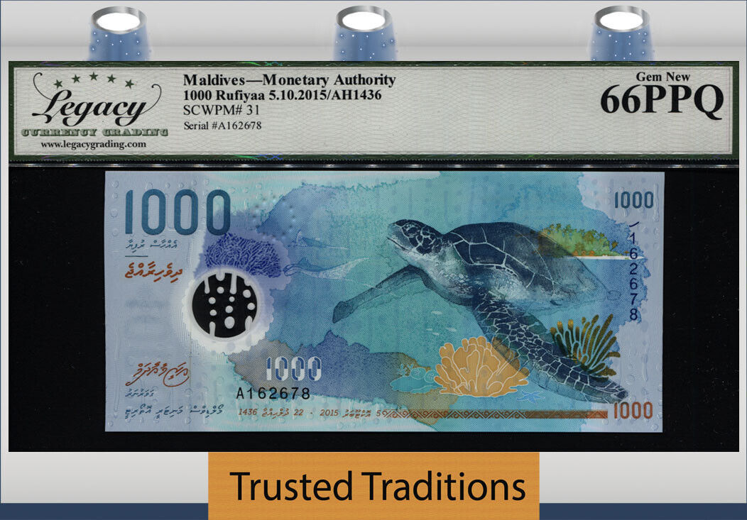 Welt Banknoten 1000 RUFIYAA TT PK 31 2015 MALDIVES MONETARY AUTHORITY ...