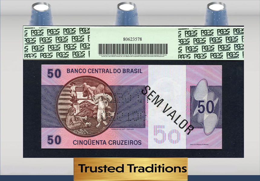50 CRUZEIROS PK 194s1 1970-81 BRAZIL D. DA FONSECA PCGS 66 PPQ GEM NEW ...