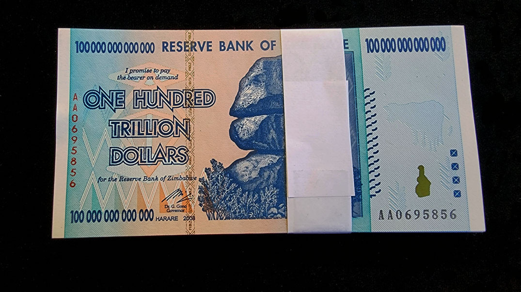 2008 Zimbabwe 100 Trillion Total Pack 100 Notes Uncirculated With Coa In Our Current Inventory 