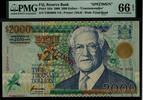 Welt Banknoten 2000 DOLLARS TT PK 103s 2000 FIJI AMAZING OVERSIZE SPECIMEN PMG 66 EPQ GEM UNC. -