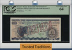 Welt Banknoten 100 FRANCS TT PK 5 1960-62 BURUNDI SCARCE OVERSTAMP PCGS 64 VERY CHOICE NEW -