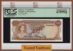 Welt Banknoten 40as TT PK BAHAMAS $50 ELIZABETH II SPECIMEN PCGS 67 PPQ SUPERB GEM NEW -