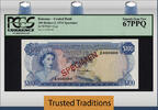 Welt Banknoten 41as TT PK BAHAMAS $100 ELIZABETH II SPECIMEN PCGS 67 PPQ SUPERB TOP POP! -