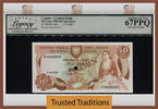 Welt Banknoten 50 CENTS TT PK 49s 1983-84 CYPRUS SCARCE SPECIMEN LCG 67 PPQ SUPERB TIED AS BEST -