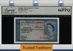 Welt Banknoten 250 MILS TT PK 33a 1955-60 CYPRUS QUEEN ELIZABETH II LCG 66 PPQ GEM NEW 3 FINER -