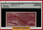 Welt Banknoten 500 GULDEN TT PK 95s NETHERLANDS INDIES SCARCE SPECIMEN LCG 64 PPQ -