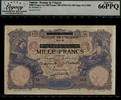 Welt Banknoten 1000 FRANCS TT PK 31 1942-43 TUNISIA ON 100 FRANCS LCG 66 PPQ GEM ONLY ONE FINER -