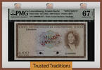 Welt Banknoten 1000 FRANCS TT PK 52Bs LUXEMBOURG SPECIMEN PMG 67 EPQ SUPERB FINEST KNOWN! -