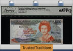 Welt Banknoten 100 DOLLARS TT PK 25L1 ND EASTERN CARIBBEAN STATES LCG 65 PPQ GEM NEW -