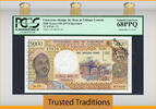 Welt Banknoten 5000 FRANCS TT PK 17s CAMEROON PRESIDENT AHIDJO PCGS 68 PPQ SUPERB ONLY GEM -