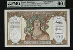 Welt Banknoten 100 FRANCS TT PK 8s 1928-38 FRENCH SOMALILAND PMG 66 EPQ GEM POP 10 NONE FINER! -