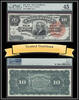 USA Banknoten 293 1886 $ TT FR 10 SILVER CERTIFICATE TOMBSTONE LARGE RED SEAL PMG 45 POP 2 -