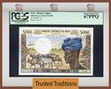 Welt Banknoten 5000 FRANCS TT PK 14c 1972-84 MALI BANQUE CENTRALE PCGS 67 PPQ SUPERB GEM NEW -