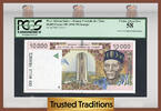 Welt Banknoten 10000 FRANCS TT PK 714K 1998-99 WEST AFRICAN STATES HUGE ERROR MISSING # PCGS 58 -