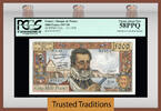Welt Banknoten 58 FRANCE TT PK 135a 1957- 5000 FRANCS KING HENRY IV PCGS 58 PPQ RARE GRADE ! -