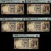 Welt Banknoten 500 RUPEE 2012 TT INDIA  SEQUENTIAL S/N 000001 THRU 000010 SET OF 9 PMG 67 & 66 INDIA FINEST SET ALL THE SAME PREFIX 7QW AND SEQUE...