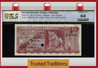 Welt Banknoten 50 FRANCS TT PK 4s RWANDA-BURUNDI BEAUTIFUL SPECIMEN RARE LIONESS PCGS 64 -