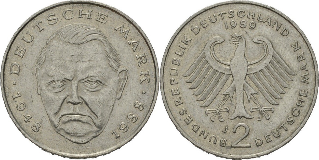 2 Mark 1989 J Deutschland Bundeskanzler von Deutschland 1989 "Helmut Kohl" VZ