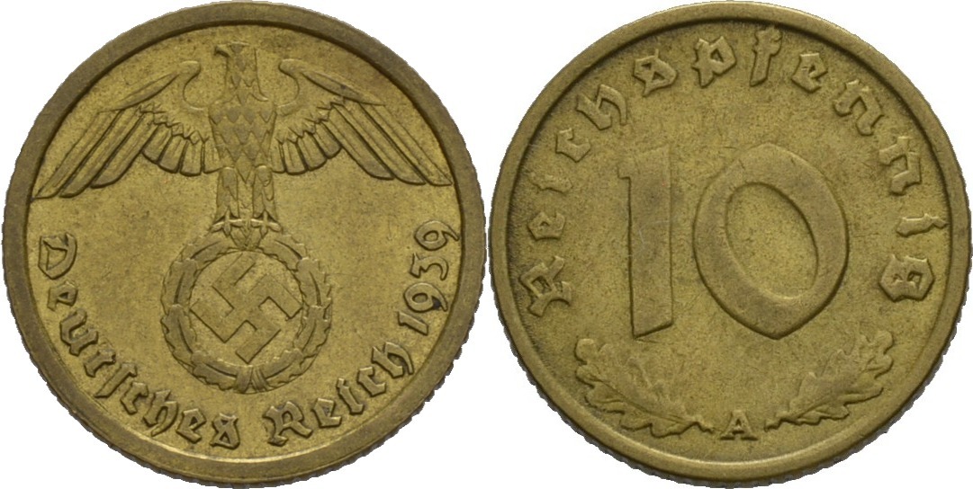 Deutsches Reich 10 Reichspfennig 1939 A VZ | MA-Shops